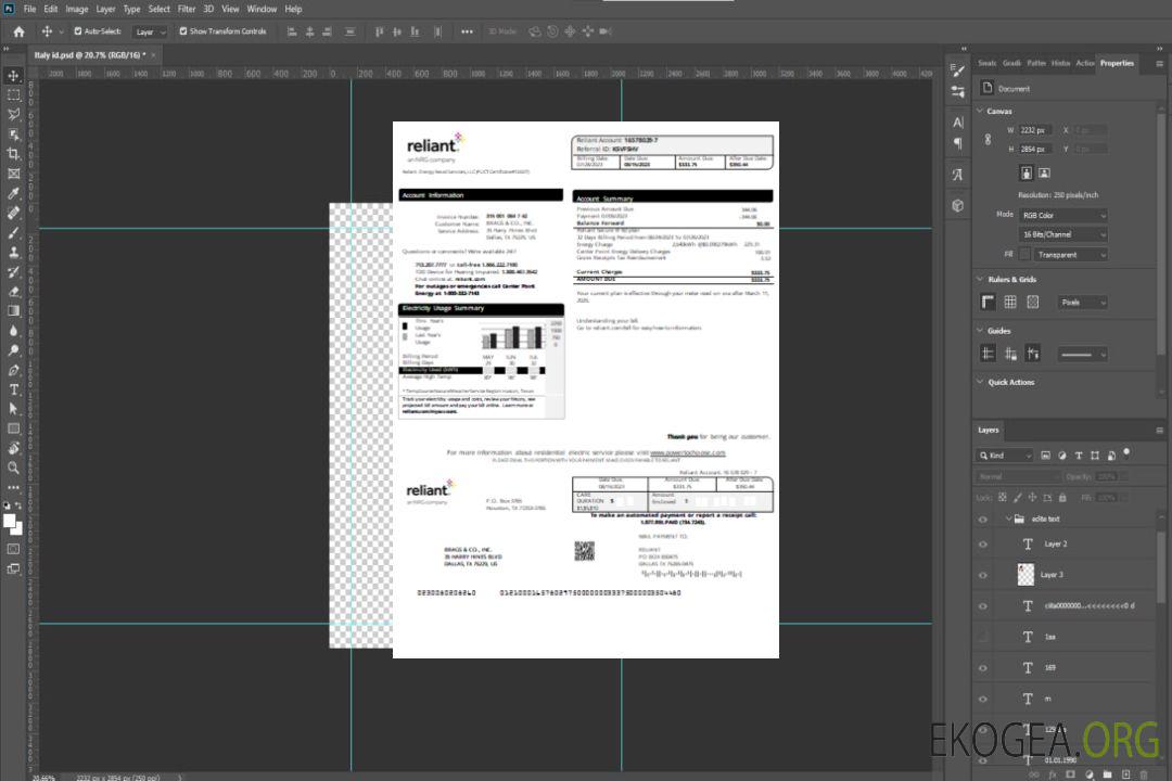 Facture commerciale du service public de Reliant Energy, SCR template Facture commerciale du service public de Reliant Energy, SCR template